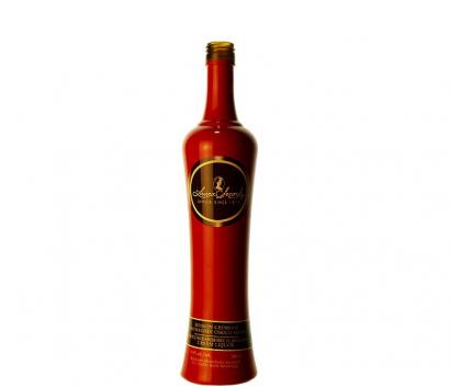 Glass Bottle with Red Painting and Decal
