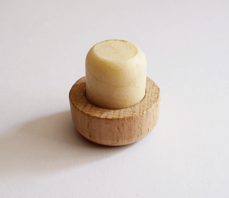 Glass Bottle Cork with Wooden Cap