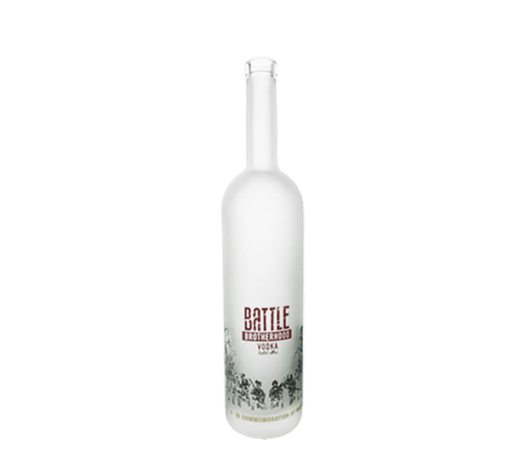 750ml Vodka Glass Bottle with Frosting and Decal