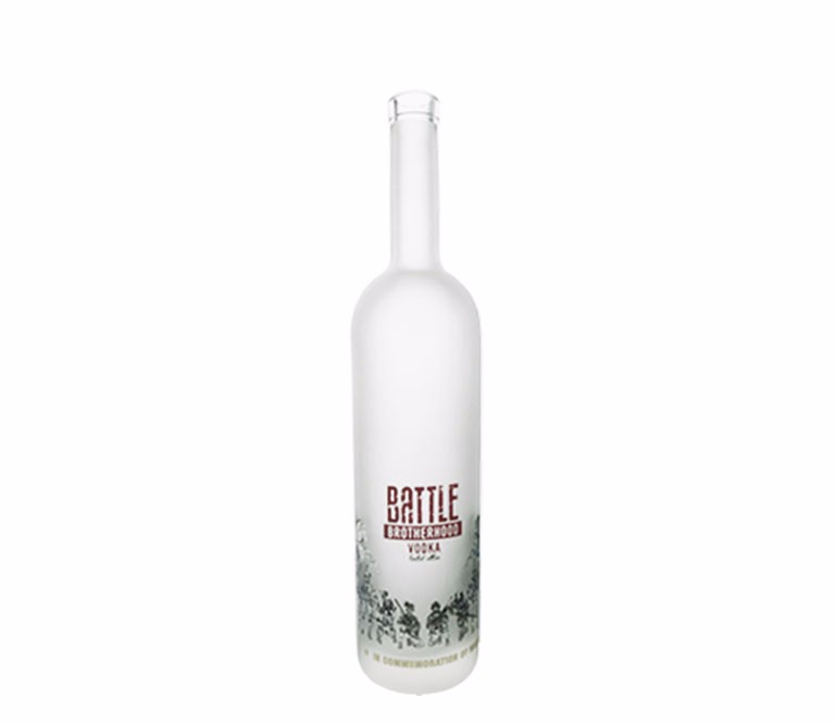 750ml Vodka Glass Bottle with Frosting and Decal